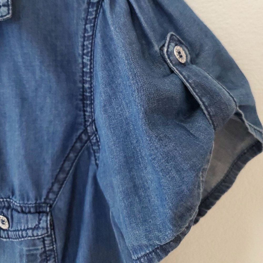 Women's GUESS Blue Denim Button-Up Top - Picture 5 of 8